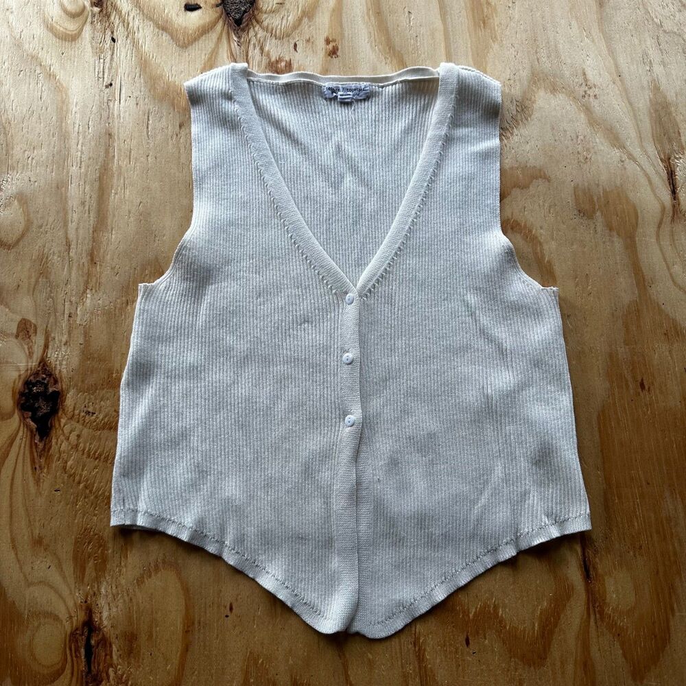 Better / Together Cream Ribbed Sweater Vest - XL